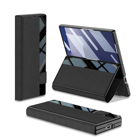 Luxury Plain Leather Wallet Flip Fold Stand Case With Screen Glass For Samsung Galaxy Z Fold 7 6