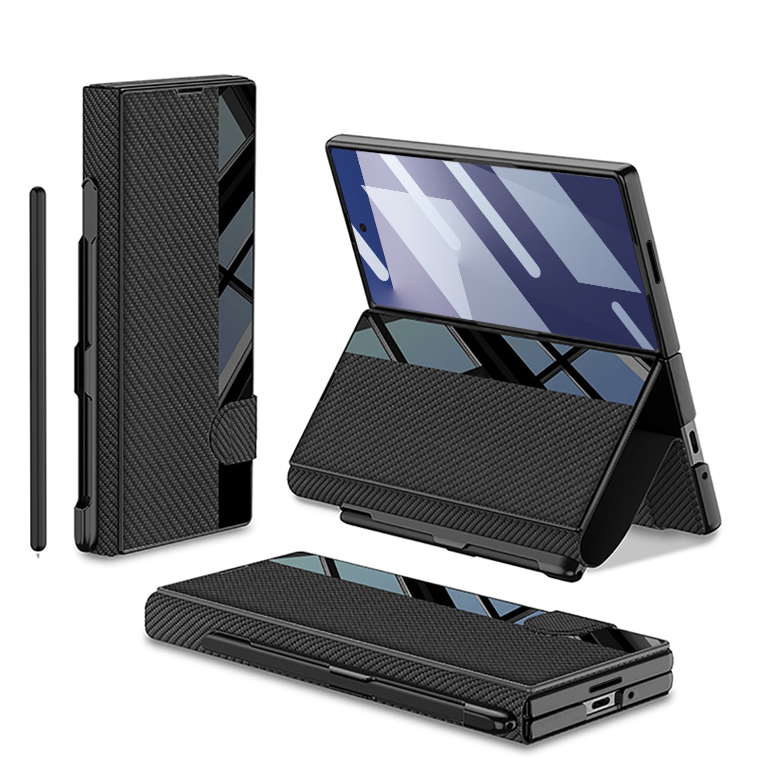 Luxury Plain Leather Wallet Flip Fold Stand Case With S Pen Slot Screen Glass For Samsung Galaxy Z Fold 7 6