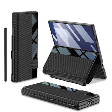 Luxury Plain Leather Wallet Flip Fold Stand Case With S Pen Slot Screen Glass For Samsung Galaxy Z Fold 7 6