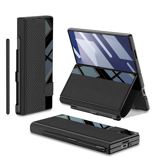 Luxury Plain Leather Wallet Flip Fold Stand Case With S Pen Slot Screen Glass For Samsung Galaxy Z Fold 7 6