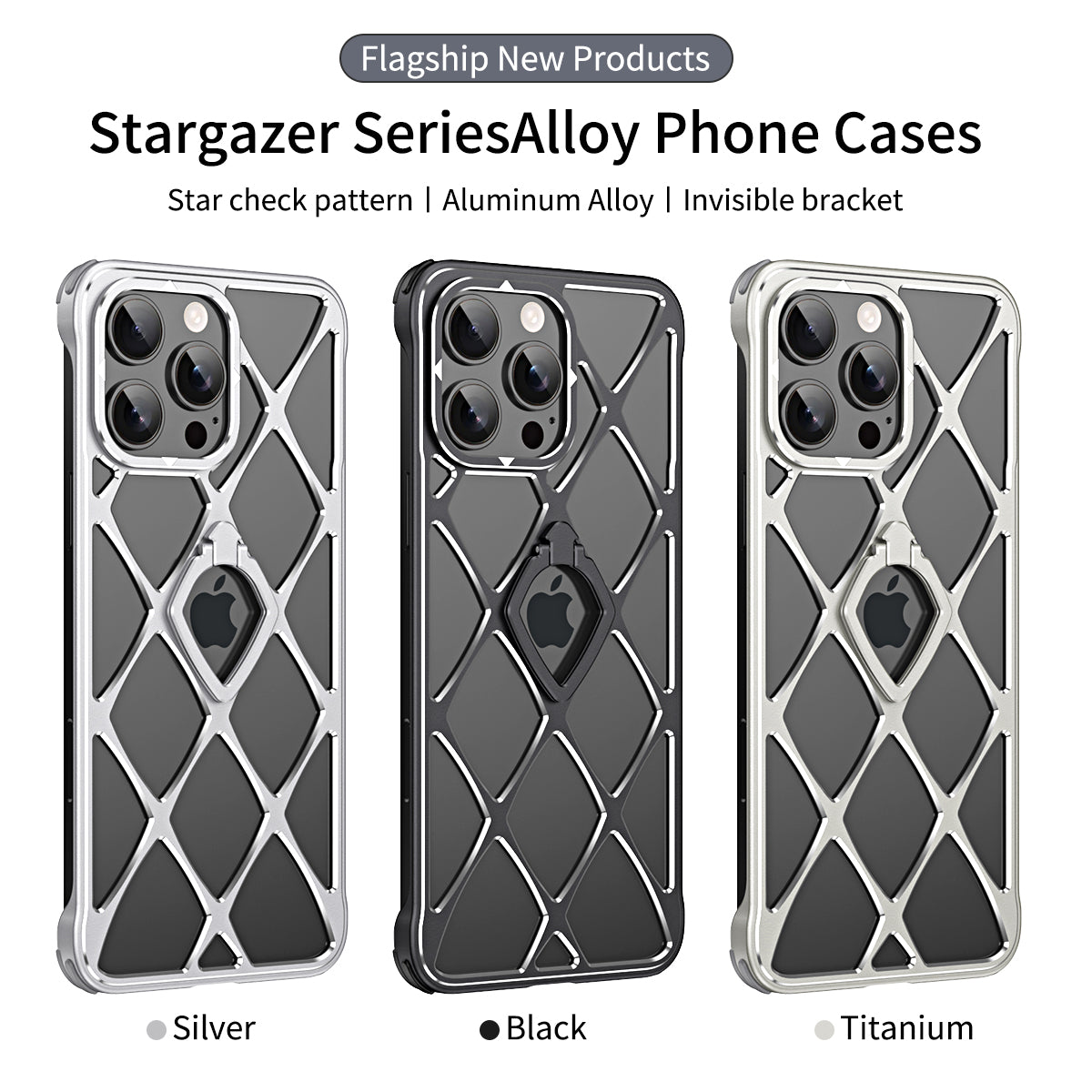 Luxury Ultra light  Alloy Hollow Heat Dissipation Metal Phone Case With invisible Bracket For iPhone