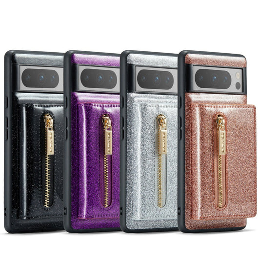 Magnet Detachable Bling Glitter Leather Phone Wallet Case With Stand For Google Pixel 8 7