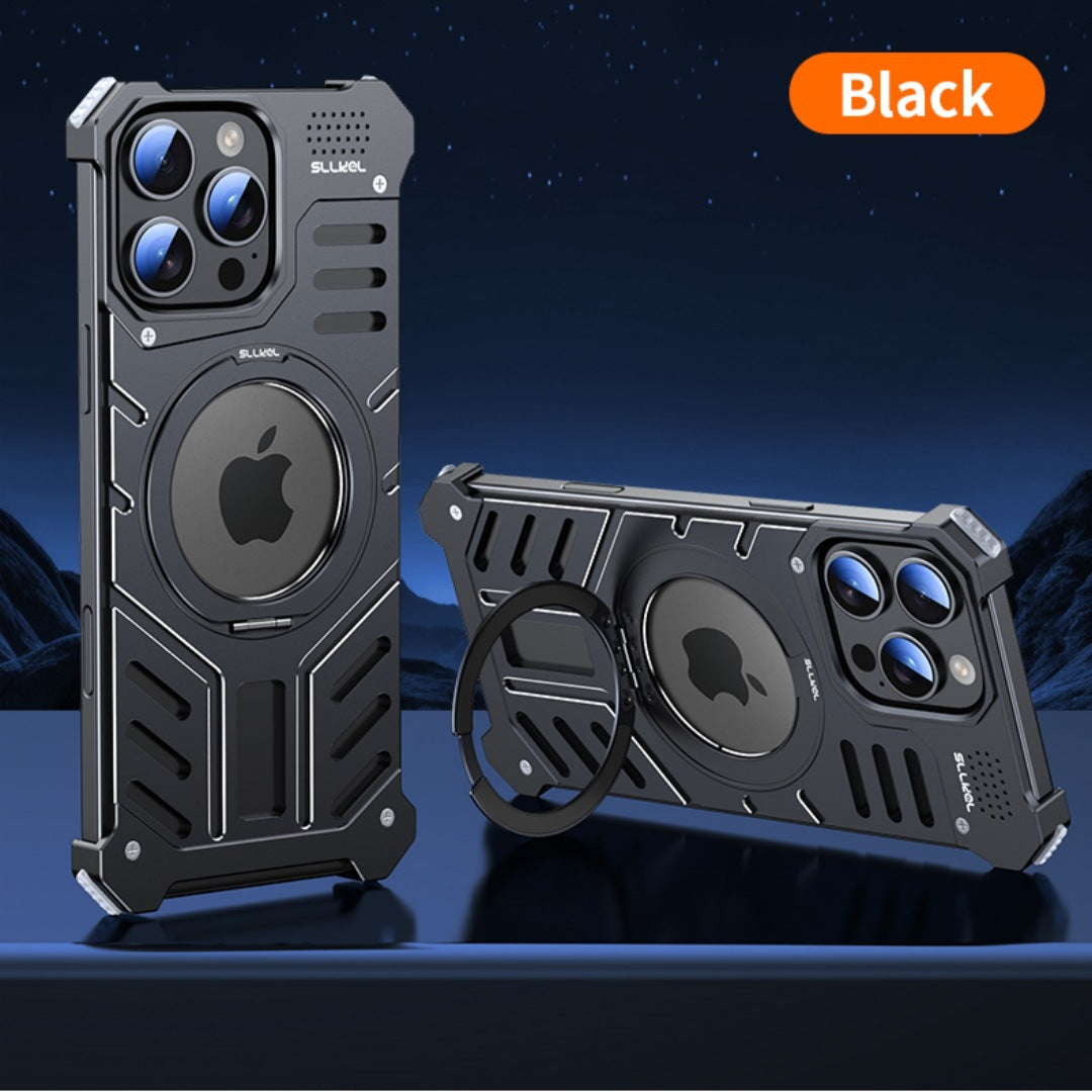 Magnetic Aluminum Alloy Aromatherapy Airbag Phone Case With 360° Degree Rotating Bracket For iPhone