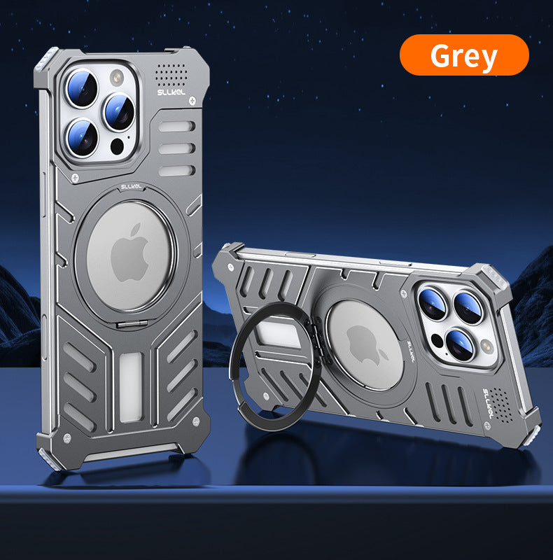 Magnetic Aluminum Alloy Aromatherapy Airbag Phone Case With 360° Degree Rotating Bracket For iPhone
