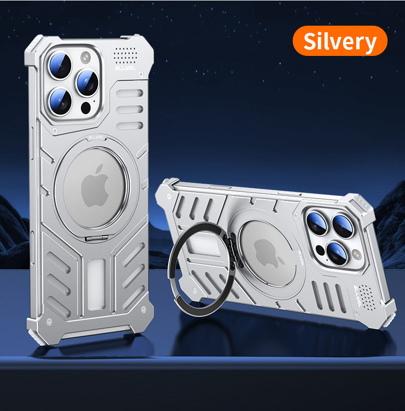 Magnetic Aluminum Alloy Aromatherapy Airbag Phone Case With 360° Degree Rotating Bracket For iPhone