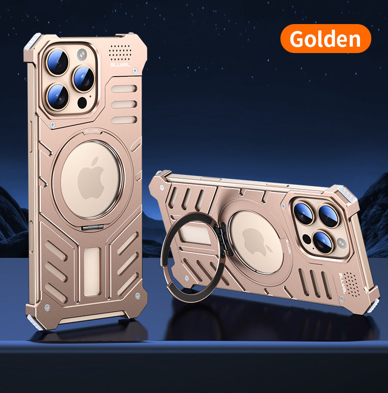 Magnetic Aluminum Alloy Aromatherapy Airbag Phone Case With 360° Degree Rotating Bracket For iPhone