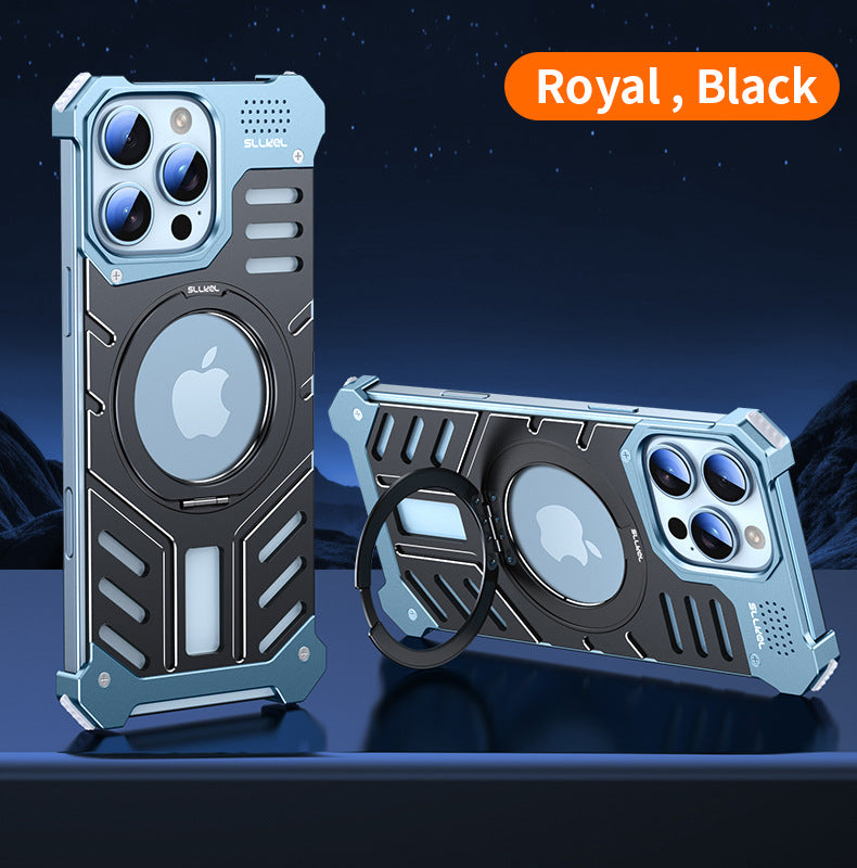 Magnetic Aluminum Alloy Aromatherapy Airbag Phone Case With 360° Degree Rotating Bracket For iPhone