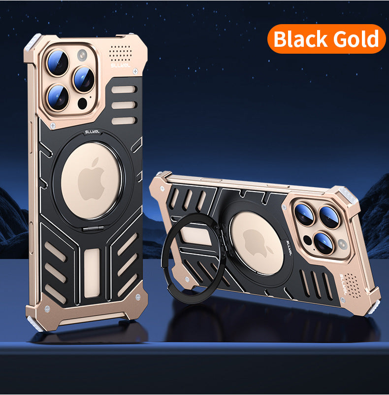 Magnetic Aluminum Alloy Aromatherapy Airbag Phone Case With 360° Degree Rotating Bracket For iPhone
