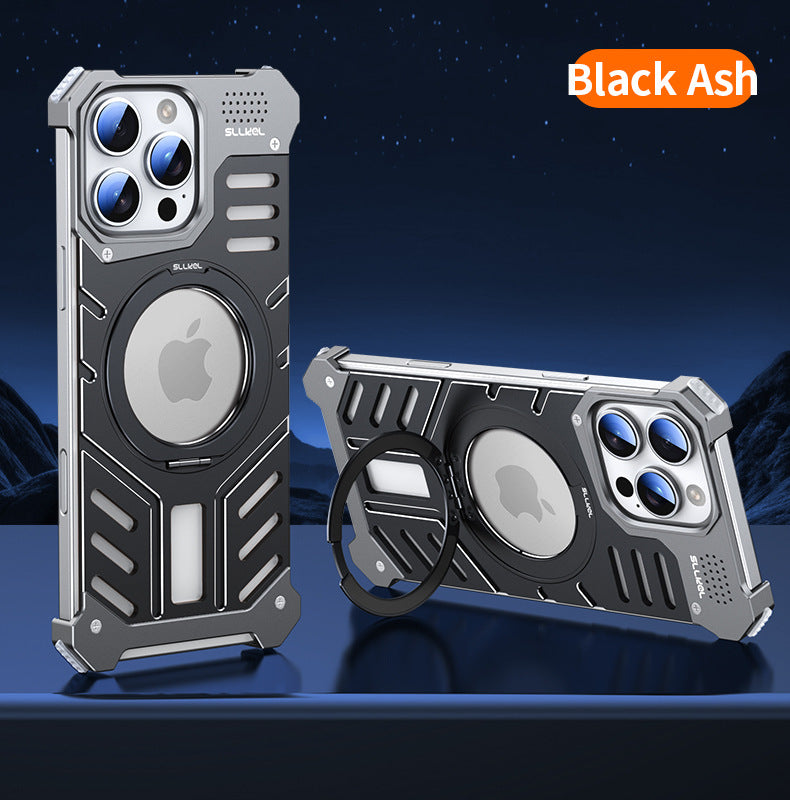 Magnetic Aluminum Alloy Aromatherapy Airbag Phone Case With 360° Degree Rotating Bracket For iPhone