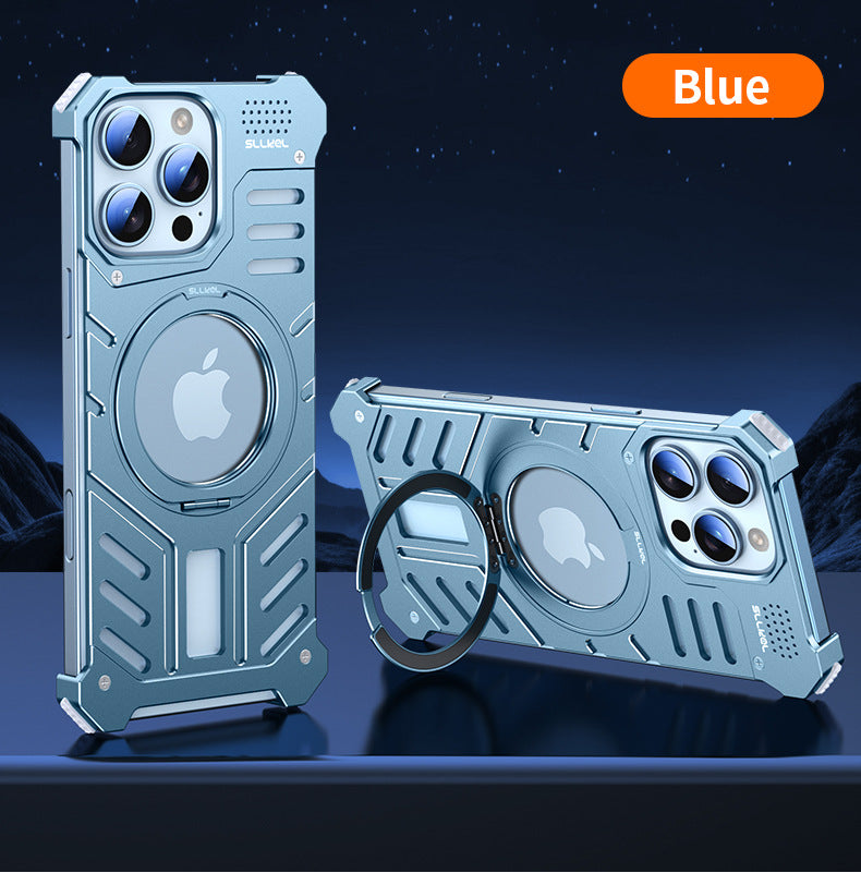 Magnetic Aluminum Alloy Aromatherapy Airbag Phone Case With 360° Degree Rotating Bracket For iPhone