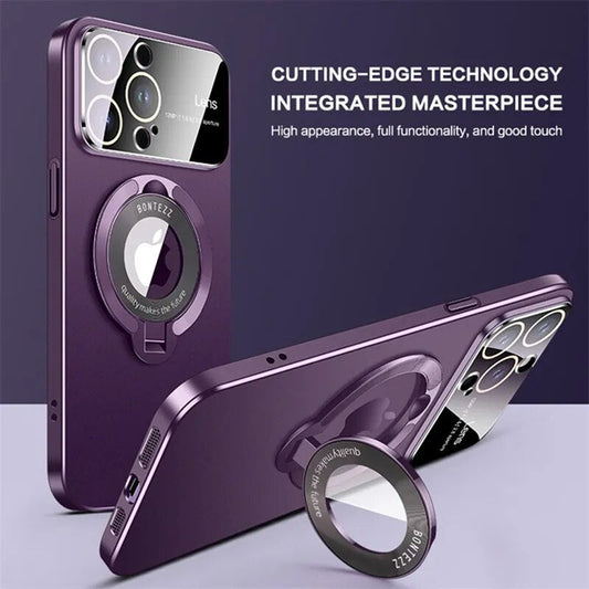 Matte Phone Case Magnetic Bracket  With Lens Protection For IPhone