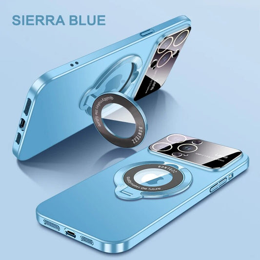 Magnetic Bracket Matte Phone Case With Lens Protection For IPhone