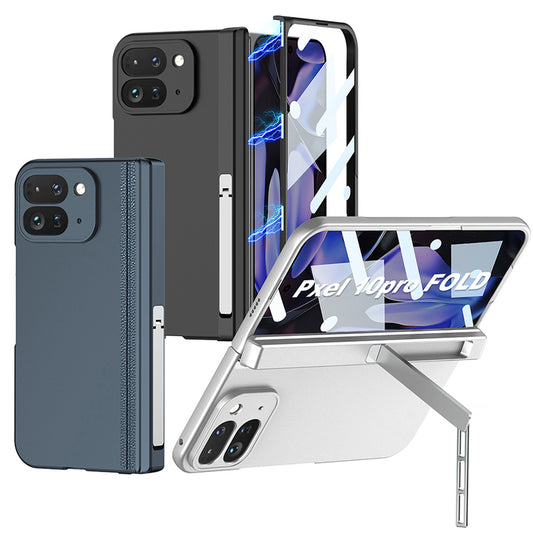 Magnetic Hinge Holder Matte Shockproof Case With Screen Glass Protective For Google Pixel 10 Pro Fold