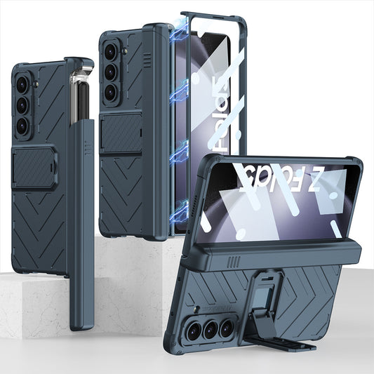 Magnetic Kickstand Folding Armor Phone Case With Pen Slot Holde For Samsung Galaxy Z Fold 5