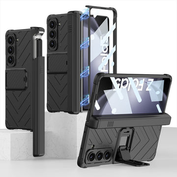 Magnetic Kickstand Folding Armor Phone Case With Pen Slot Holde For Samsung Galaxy Z Fold 5