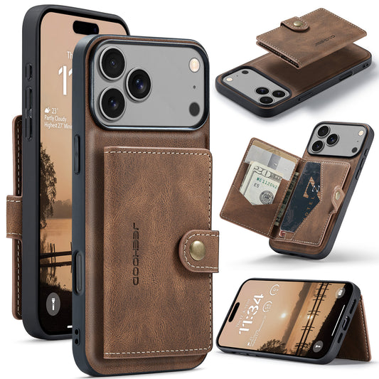 2 IN 1 Removable Magnetic Leather Wallet Flip Case With Card Holder For iPhone