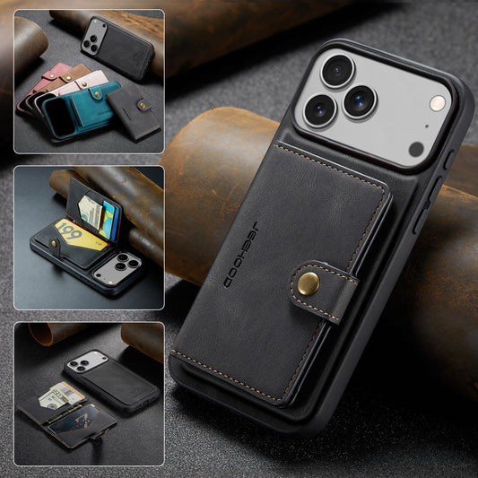 2 IN 1 Removable Magnetic Leather Wallet Flip Case With Card Holder For iPhone