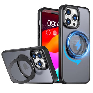 Magnetic Wireless Charging Matte Phone Case With Stand For iPhone