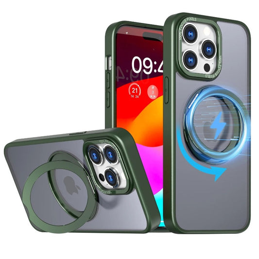 Magnetic Wireless Charging Matte Phone Case With Stand For iPhone