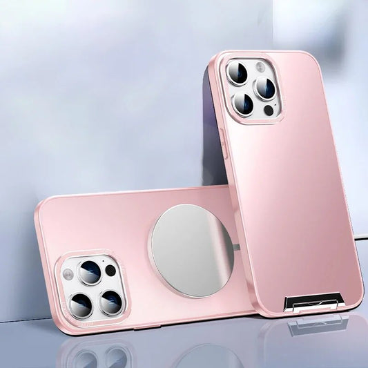 New Metal With Invisible Stand Magnetic Case For iPhone