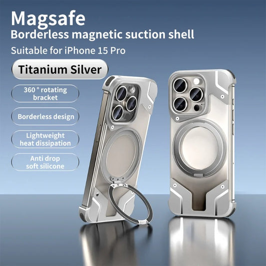 Metal Aluminium Alloy  Frameless Case With 360 Magnetic Rotating Bracket For iPhone