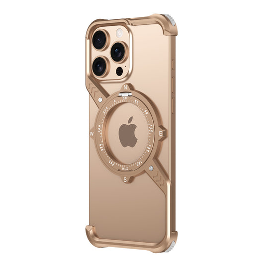 Metal Frame Aluminum Frameless S Shape Phone Case With Magnetic Holder For For iPhone