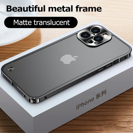 Metal Frame Lens Protection Matte Shockproof Phone Case for IPhone