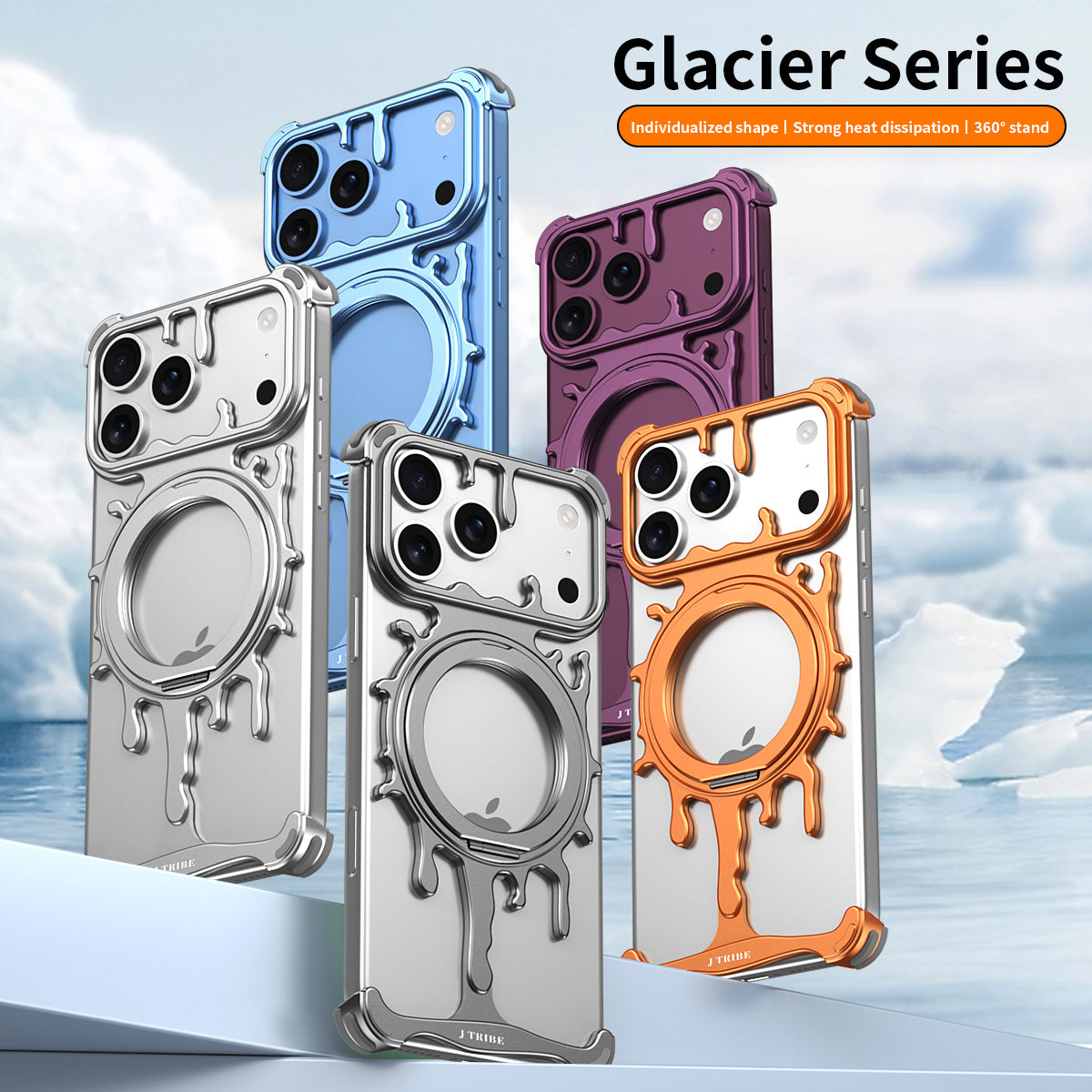Metal Hollow Magnetic 360 Stand Case For iPhone Alloy Heat Dissipation Wireless Charging Cover