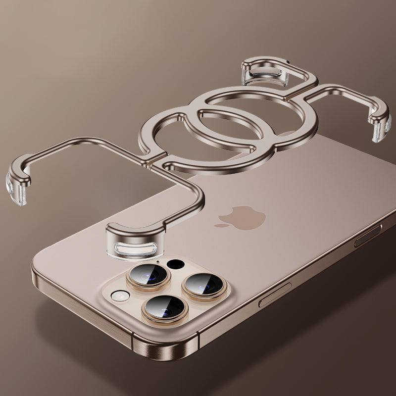 Aluminum Alloy Frameless Metal Frame Magnetic Phone Case With TPU Four Corner Drop Protection Airbag For iPhone