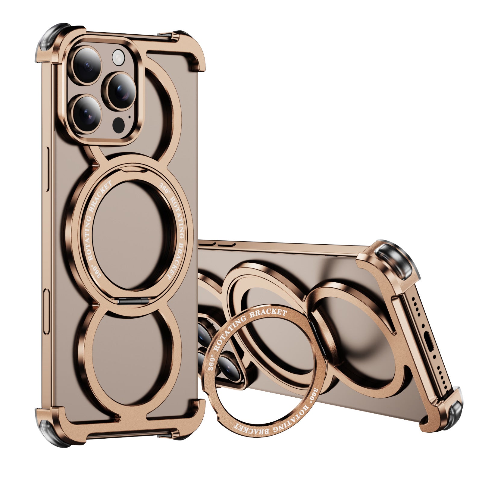 Metal Frame Aluminum Phone Case WIth 360° Rotate Holder For iPhone