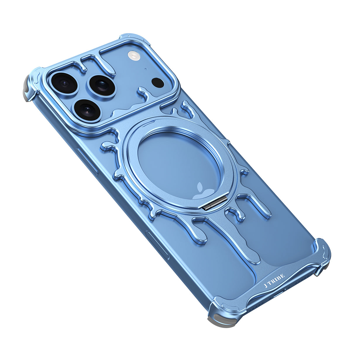 Metal Hollow Magnetic 360 Stand Case For iPhone Alloy Heat Dissipation Wireless Charging Cover