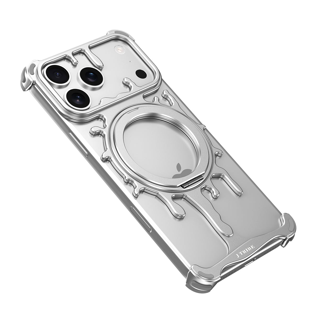Metal Hollow Magnetic 360 Stand Case For iPhone Alloy Heat Dissipation Wireless Charging Cover