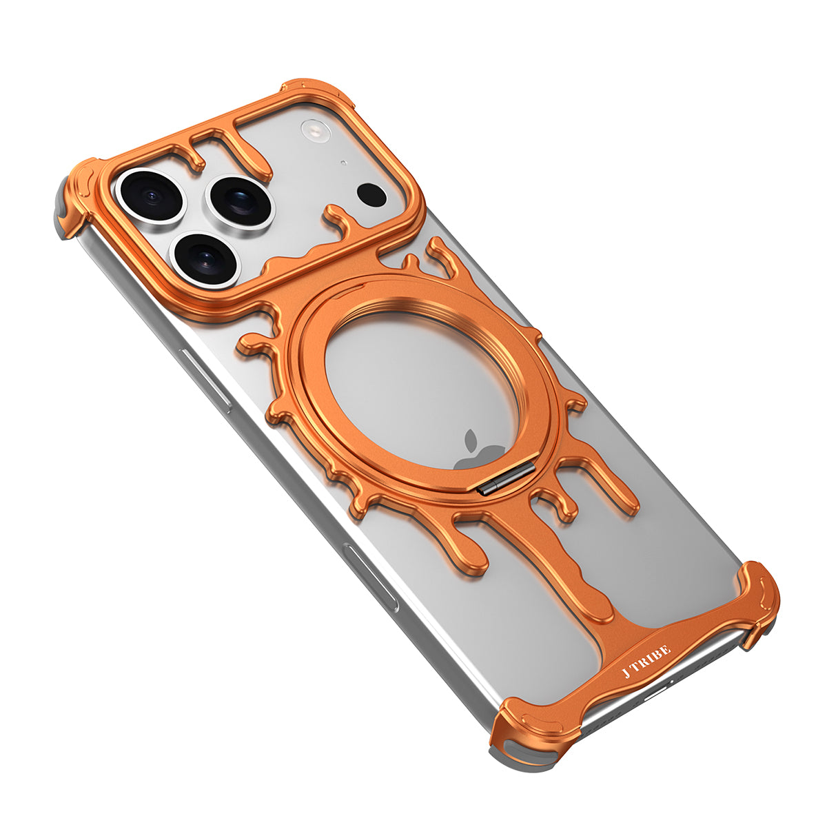 Metal Hollow Magnetic 360 Stand Case For iPhone Alloy Heat Dissipation Wireless Charging Cover
