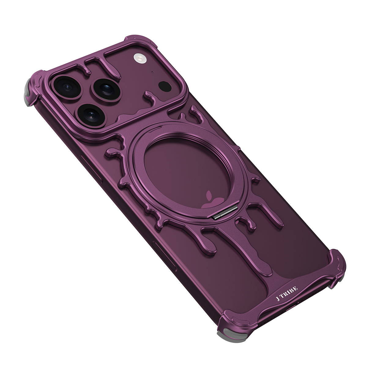 Metal Hollow Magnetic 360 Stand Case For iPhone Alloy Heat Dissipation Wireless Charging Cover