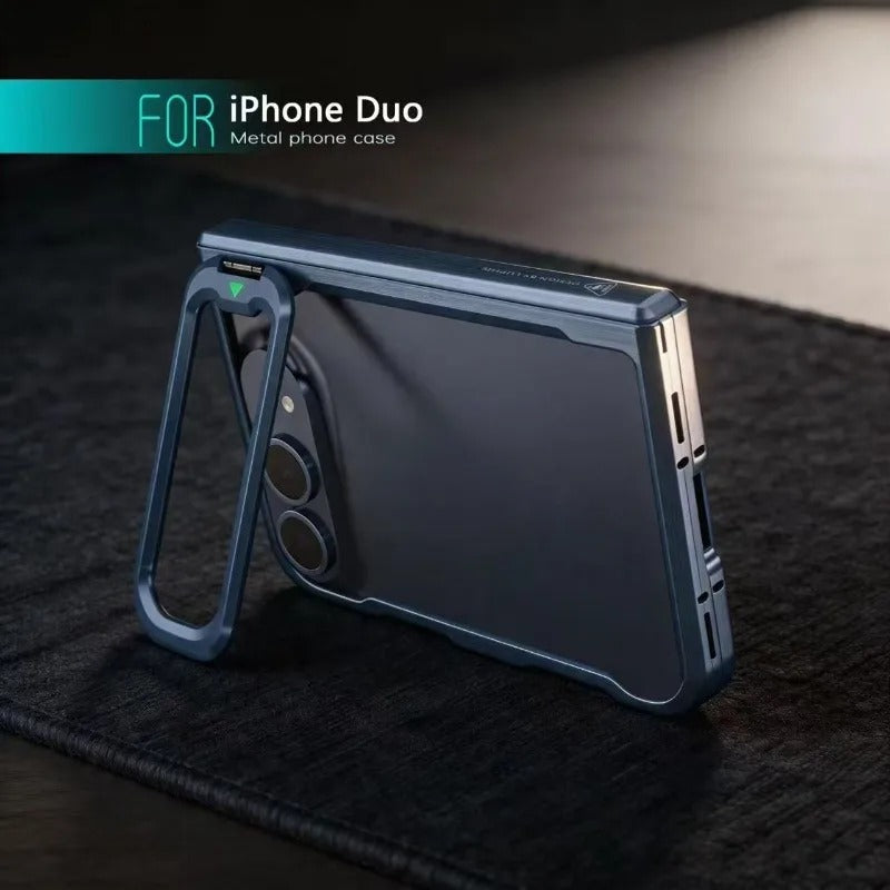 Aluminum Alloy Metal Frame Phone Case With Transparent Lens Holder IPhone Duo