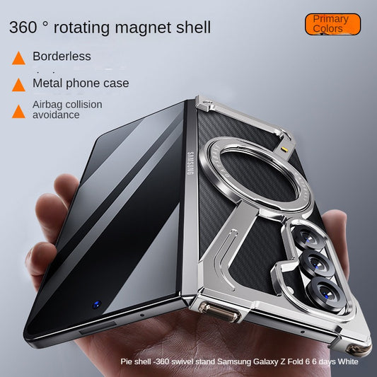 Minimalist Z Shape Aluminum Metal Frameless Phone Case With 360 ° Rotation Kickstand For Samsung Galaxy Z Fold 6