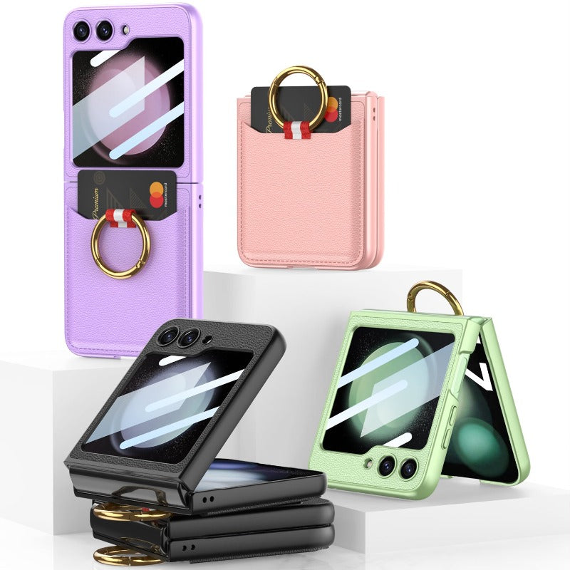 Multi-Function Flip Case With Card Slot and Ring Holder For Samsung Galaxy Z Flip5