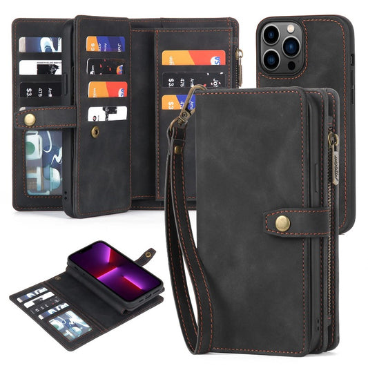 Magnetic Removable Faux Leather Flip Phone Case For Lanyard Strap Wristlet For iPhone