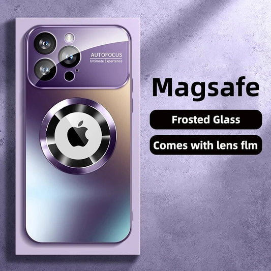 Matte Glass Lens Full Protection Magnetic Phone Case For iPhone