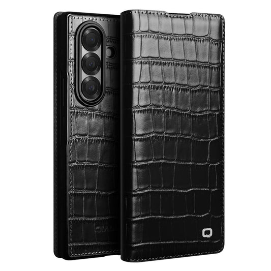 Premium Cowhide Real Genuine Leather Crocodile Grain Business Phone Case For Samsung Galaxy Z Fold7 6