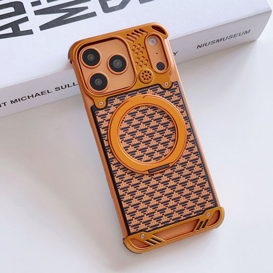 New Frameless Aluminum Alloy Magnetic Phone Case With Aromatherapy Function And Magnetic With 360° Metal Ring Stand For iPhone