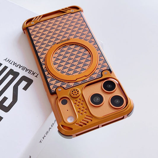 New Frameless Aluminum Alloy Magnetic Phone Case With Aromatherapy Function And Magnetic With 360° Metal Ring Stand For iPhone