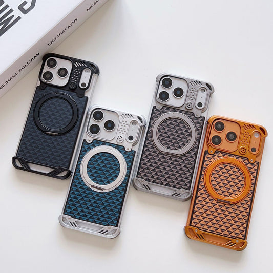 New Frameless Aluminum Alloy Magnetic Phone Case With Aromatherapy Function And Magnetic With 360° Metal Ring Stand For iPhone