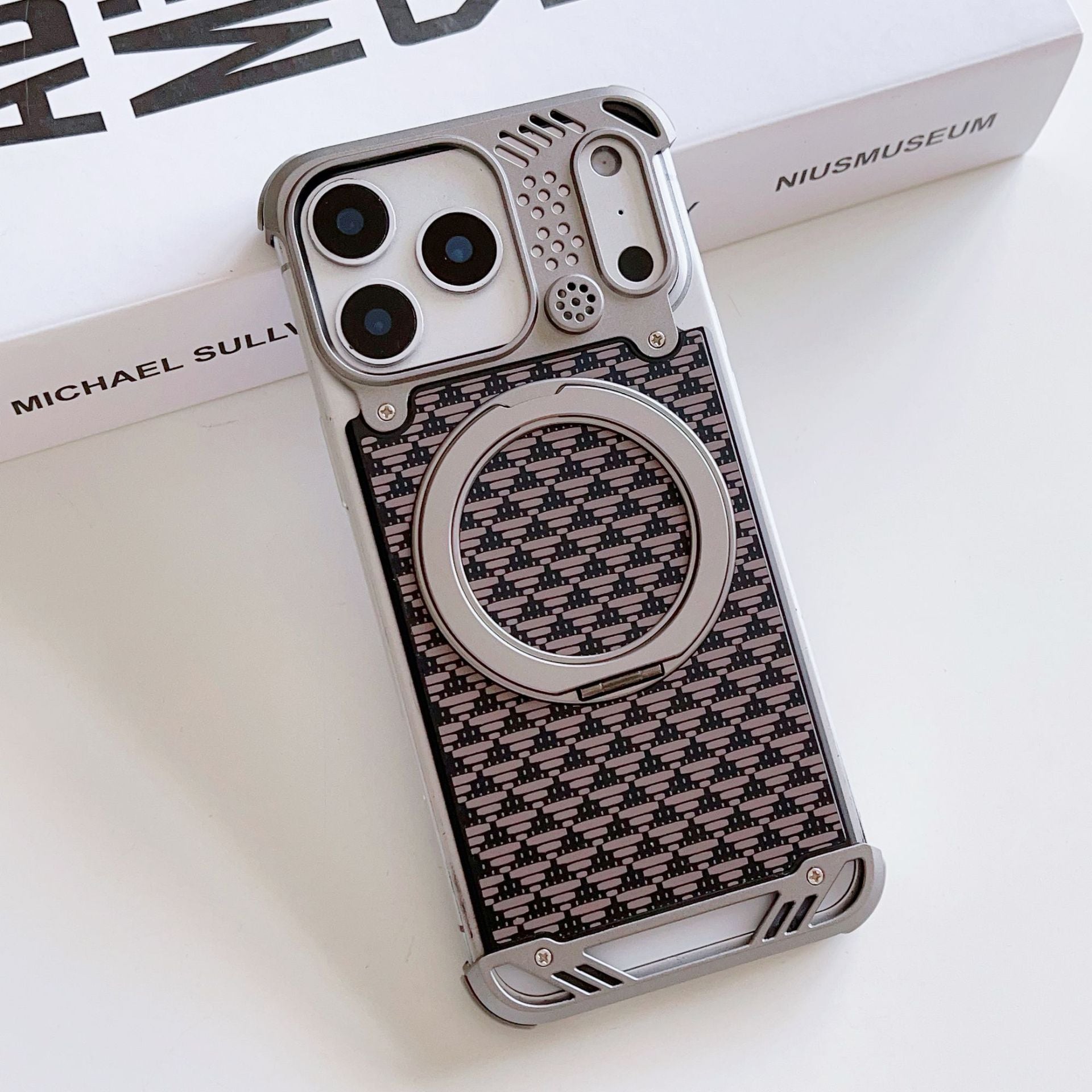 New Frameless Aluminum Alloy Magnetic Phone Case With Aromatherapy Function And Magnetic With 360° Metal Ring Stand For iPhone