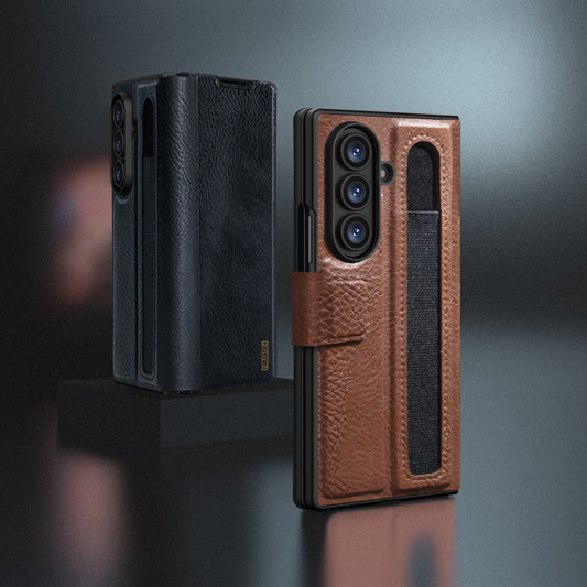 Luxury Flip Leather Phone Case With S-Pen Slot Kickstand For Samsung Galaxy Z Fold 7
