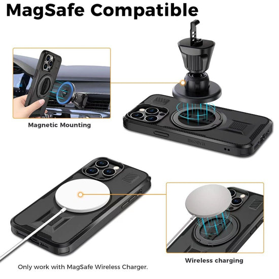 Magsafe Compatible Ping Holder, Strap Clip, Dual Magnet Metal, Sturdy Shock Proof Protective Case For iPhone 14 Pro max iPhone 14 Pro