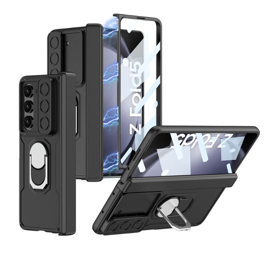 Magnetic Hinge Folding Stand Phone Case with Tempered Glass Screen For Galaxy Z Fold 5 4