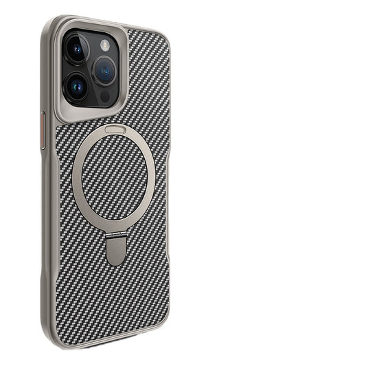 Luxury Magnetic Fibre Carbon Pattern Phone Case 360 ° Revolution With Holder For iPhone