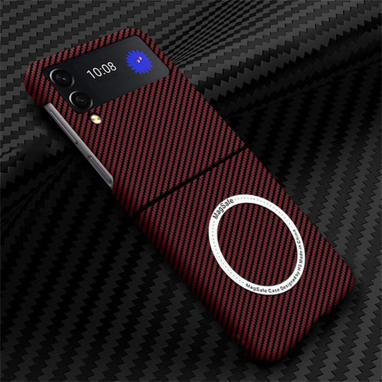 For Samsung Z Flip 4 Case Business Carbon Fiber Magnetic Magsafe Phone Cases for Samsung Galaxy Z Flip 3 4 5G Hard PC Back Cover