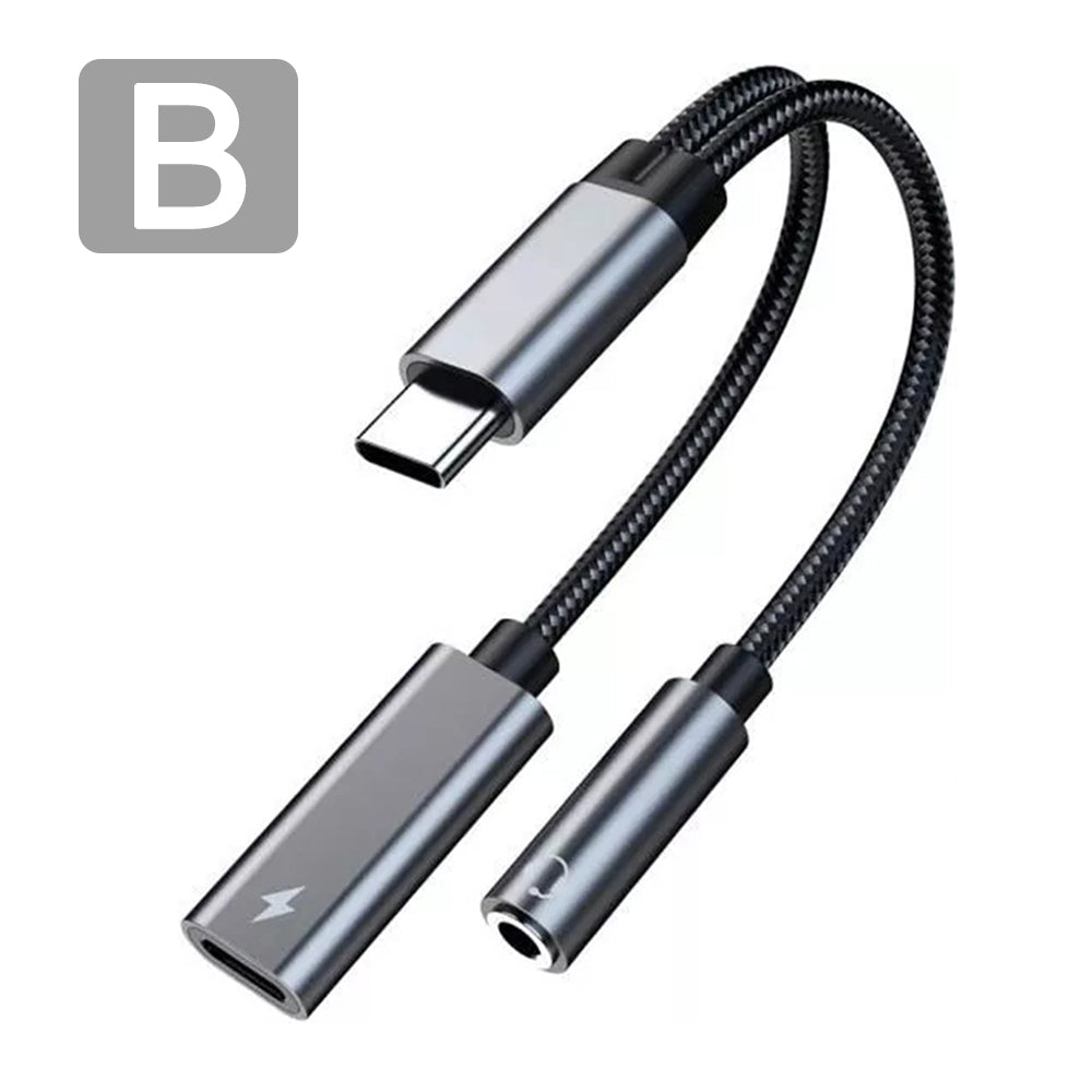 2in1 PD 60W USB C Fast Charging Adapter Type C To 3.5mm Headphone Aux Jack Audio Converter